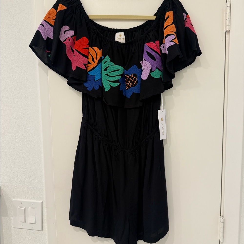 Colorful Embroidered Off-Shoulder Jumpsuit